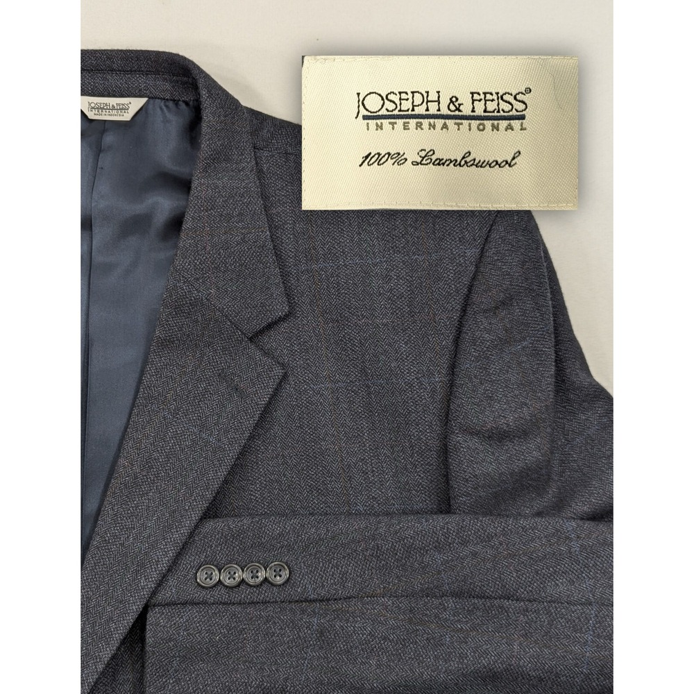 Joseph Feiss Lambswool Blazer Sport Coat Suit Jacket Subtle Plaid 54R 58" Chest